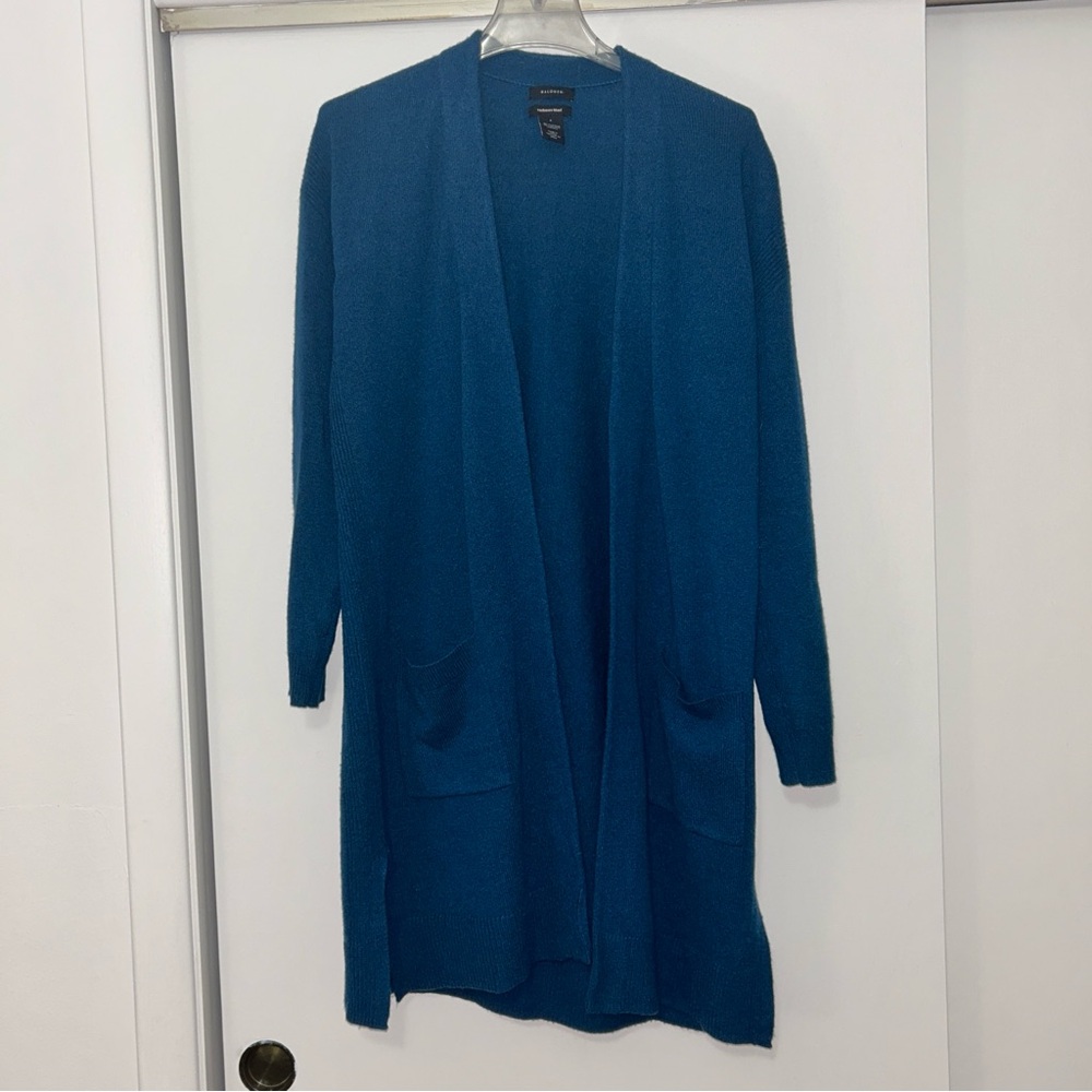 Halogen Wool/Cashmere blend Open Front Cardigan Sweater teal